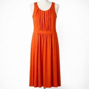 Boden Ruched Jersey Maxi‎ Dress Orange Size 8 Sleeveless Pockets Beach Resort